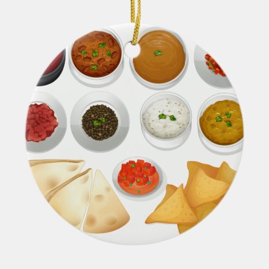 Verschillende soorten chips en dips keramisch ornament (Voorkant)