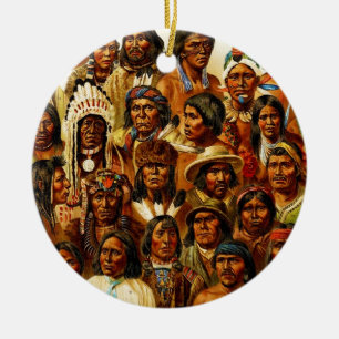 Verschillende stammen van Indiaanse collage Keramisch Ornament