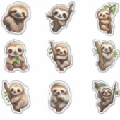 Verschillende Stijl Leuke Luiaard Custom-Cut Vinyl Sticker (Voorkant)