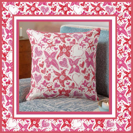 Verschillende stijl van bloem & harten patroon kussen