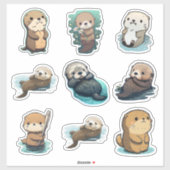 Verschillende Zee Otter Sticker van Stijlstutsel (Vel)