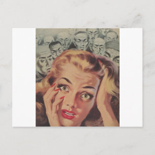 Verschokt gezicht met mensen die op zoek zijn briefkaart