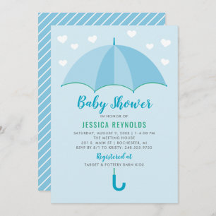 Verschoten met Baby shower Love Blue Umbrella Boy Kaart