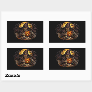 💀🎃 Verschrikkelijke Grim Reaper Halloween – Donk Rechthoekige Sticker