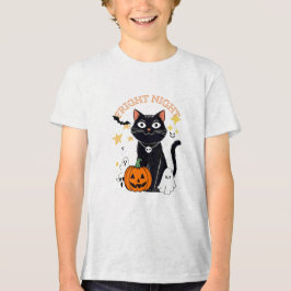 Verschrikkelijke Halloween Nacht Kat Tri-Blend Shirt