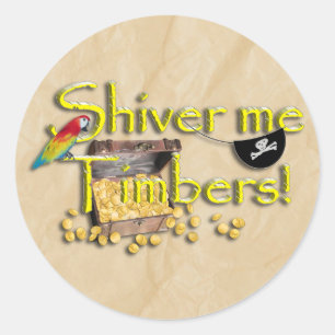 VERSCHUIVER ME TIMBERS! Tekst met Pirate Chest Ronde Sticker