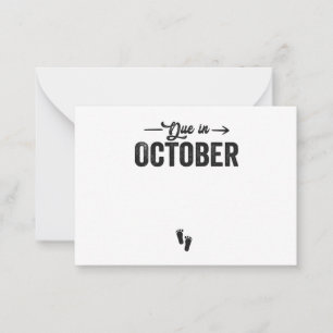 Verschuldigd in oktober Baby bekendmaking Zwangers Notitiekaartje