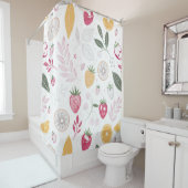 Verse Aardbei & Bloemen Douchegordijn – Helder (In situ)