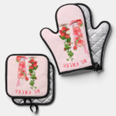 Verse aardbei Drink Mitt & Pothouder Set (Voorkant / Achterkant)