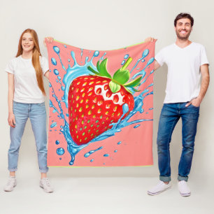 verse aardbei-scheur fleece deken