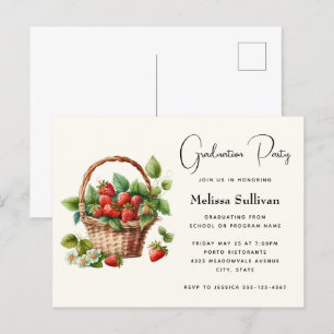 Verse aardbeien in een rieten mand Afstuderen Briefkaart