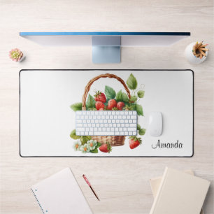 Verse aardbeien in een rieten mand bureaumat
