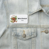 Verse aardbeien in een rieten mand naamplaatje (In situ)