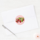 Verse aardbeien ronde sticker (Envelop)