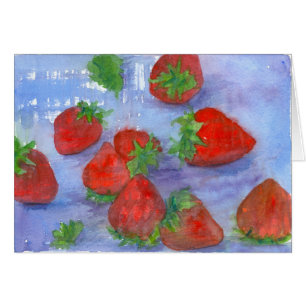Verse Aardbeien Rood Fruit Waterverf Art Blank