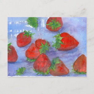 Verse Aardbeien Waterverf Fruit Schilderij Briefkaart