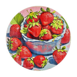 verse aardbeienschaal snijplank