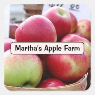 Verse appelen in mandje op de boerenmarkt vierkante sticker