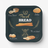 Verse Artisan Brood Bakkerij Loaf Rolls Baguette Papieren Bordje (Voorkant)