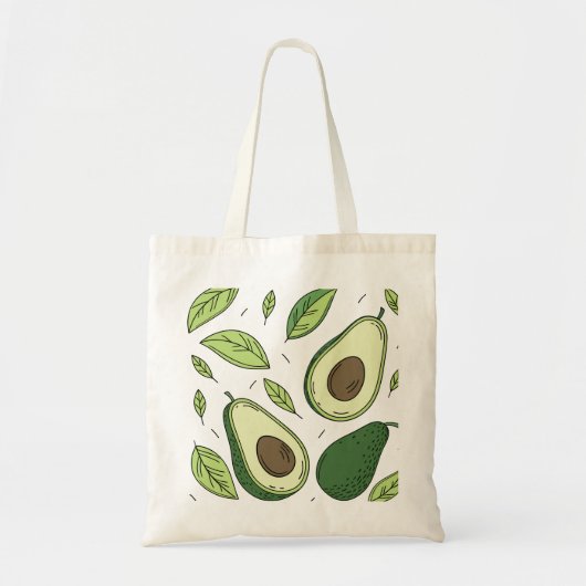 Verse avocado met groene bladeren - Canvas tas (Voorkant)