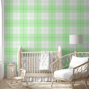 Verse Baby groen en wit plaid patroon Behang