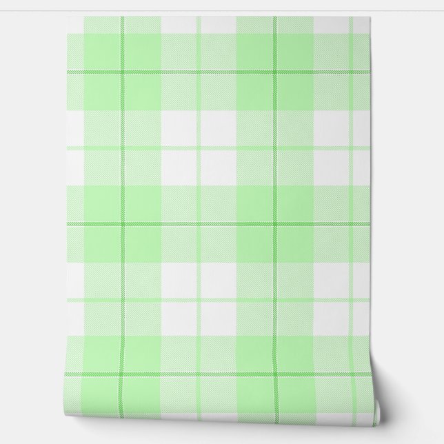 Verse Baby groen en wit plaid patroon Behang (Afrollen)