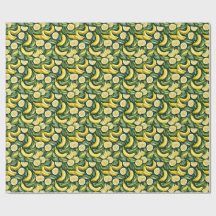 Verse bananen en citroenschijfjes aquarel kunst cadeaupapier