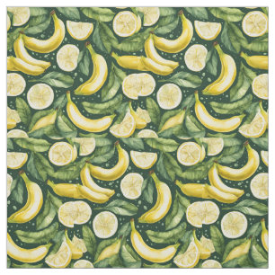 Verse bananen en citroenschijfjes aquarel kunst stof