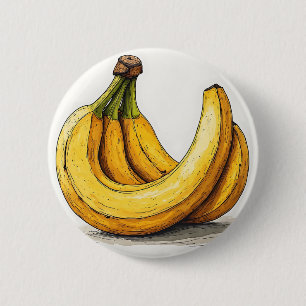 Verse bananentekening ronde button 5,7 cm