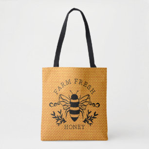Verse Bij Botanische Vintage Ontwerp Honing Draagtas