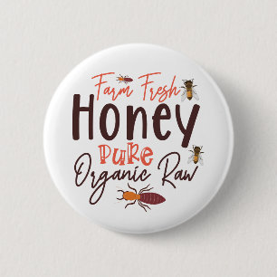 Verse Bijenhoning Puur Biologisch Rauw - Bij Ronde Button 5,7 Cm
