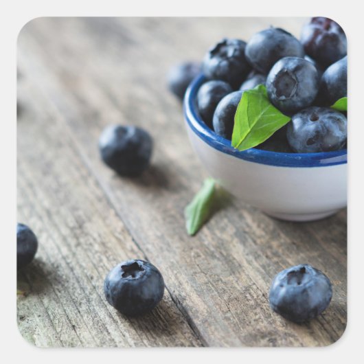 Verse blauwe bessen vierkante sticker (Voorkant)