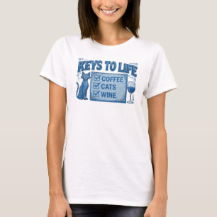 Verse blauwe COFFIE DAN WIJN Kunstprint T-shirt