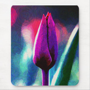 Verse Bloeiende Paarse Tulp Impressionist Muismat