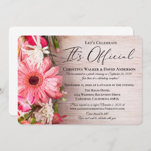 Verse Bloemen Bloemisterij Het is Officieel Trouwe Kaart (Voorkant / Achterkant)