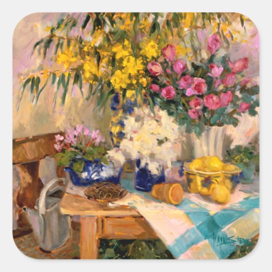 Verse bloemen II Vierkante Sticker (Voorkant)