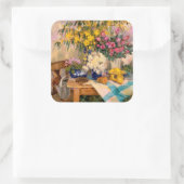 Verse bloemen II Vierkante Sticker (Tas)