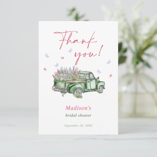 Verse Bloemenwagen Bruidsdiner Bedankkaart (Staand voorkant)