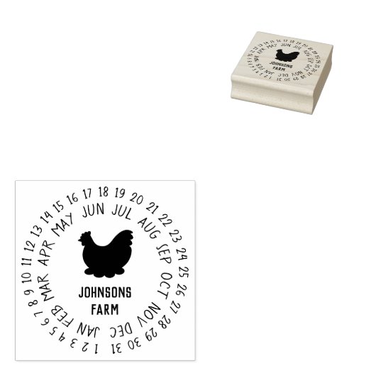 Verse Boerderij Eieren Doos Datum Wiel Rubberstempel (Gestempeld)