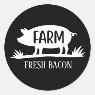 Verse boerenvlees varkensbacon voeg tekst toe ronde sticker