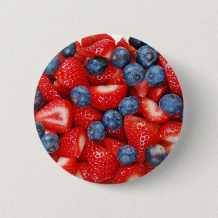 Verse bosbessen en aardbeien ronde button 5,7 cm