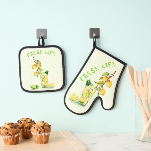 Verse citroensap Drink Oven Mitt & Pot Holder Set (Insitu(Ophanging))