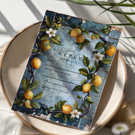 Verse Citrus Botanische Bruiloft RSVP Kaartje