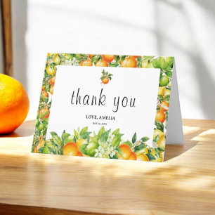 Verse Citrus Tuin Aquarel Baby Borrel Bedankkaart