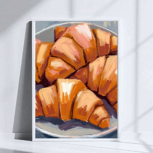 Verse croissants Verse bakkerij aquarelschildering Poster
