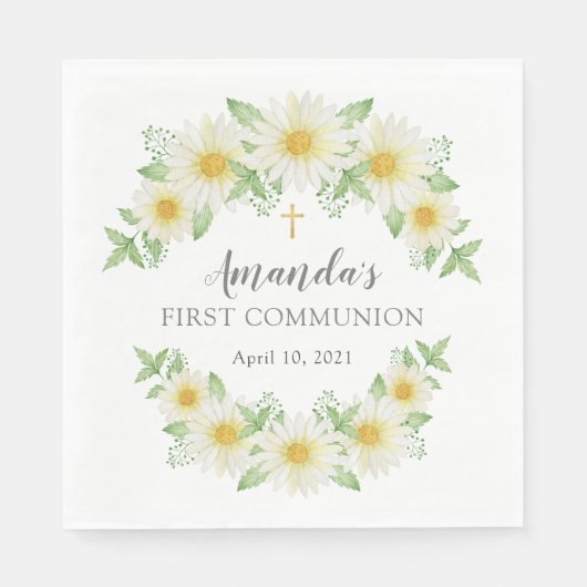 Verse Daisy Bloemen Eerste Communie servetten (Voorkant)