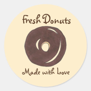 Verse donuts gemaakt met liefdesgebluste donuts ronde sticker