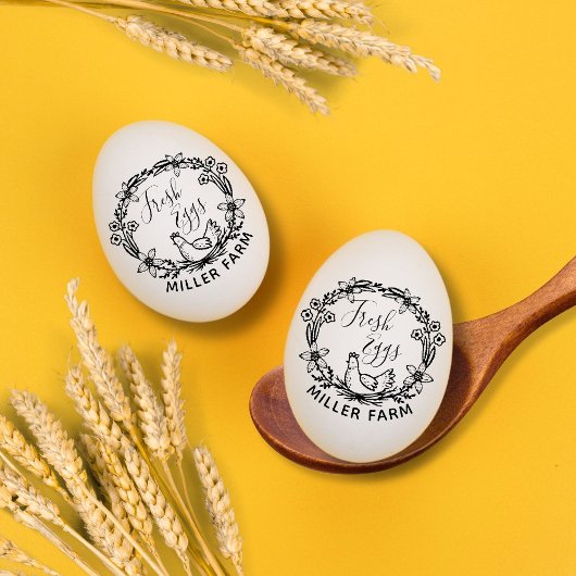 Verse eieren bloemenkrans monogram eierstempel 	rubberstempel