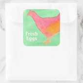 Verse eieren Kartonnen Waterverf Chicken Vierkante Sticker (Tas)