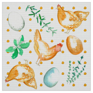 Verse eieren kippen Herbs Kitchen Polka Dot Stof